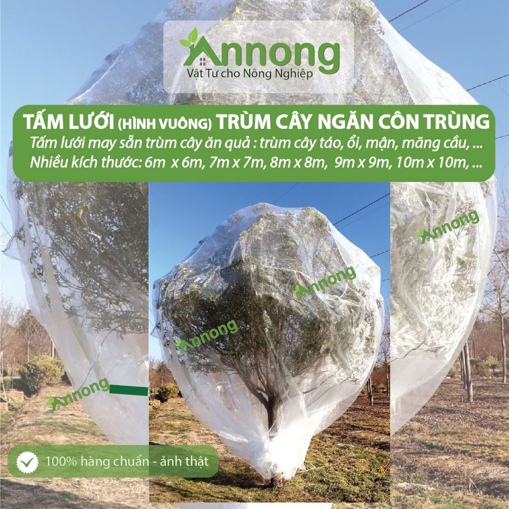 Tấm lưới vuông bao cây ăn quả ngăn ruồi vàng, lưới trùm cây 22 mesh nhiều kích thước, độ bền 5 năm