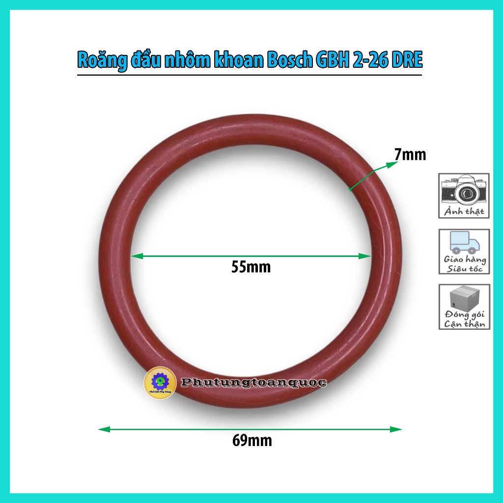 Roăng - O ring Đầu Nhôm Máy Khoan 3 Chức Năng Boshh GBH 2-26 DRE, GBH 2-24 DRE Dùng Chung Các Hãng T