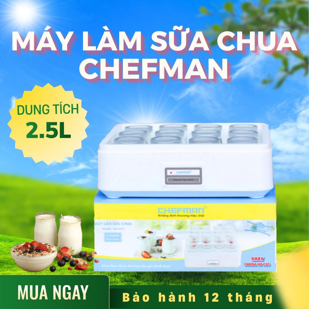 Máy làm sữa chua tự động Chefman  ủ sữa đều - bảo hành chính hãng 24 tháng,đổi mới miễn phí 15 ngày