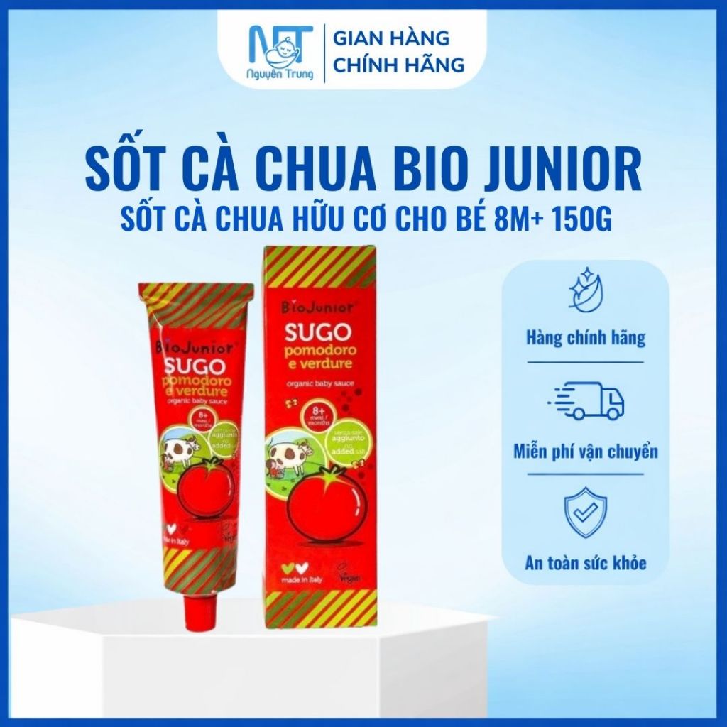 Sốt Cà Chua Hữu Cơ Cho Bé BIO JUNIOR 150g (Từ 8 Tháng) - Xốt Tomato Organic Ý Thơm Ngon Tiện Lợi Cho Bé Ăn Dặm