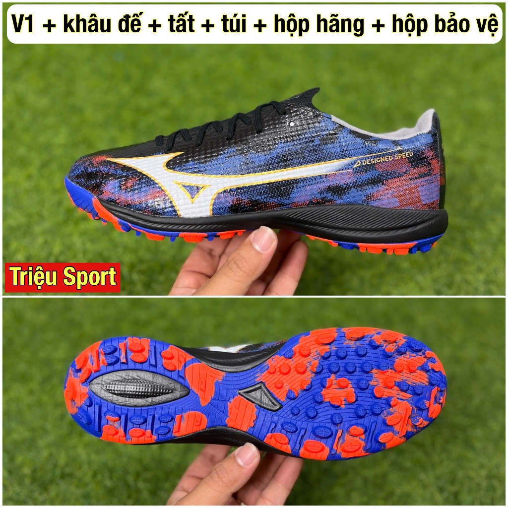 giày đá bóng sân cỏ nhân tạo mzn alpha 3 e lít TF V1 ( Khâu đế + tất + túi + hộp hãng + hộp bảo vệ )