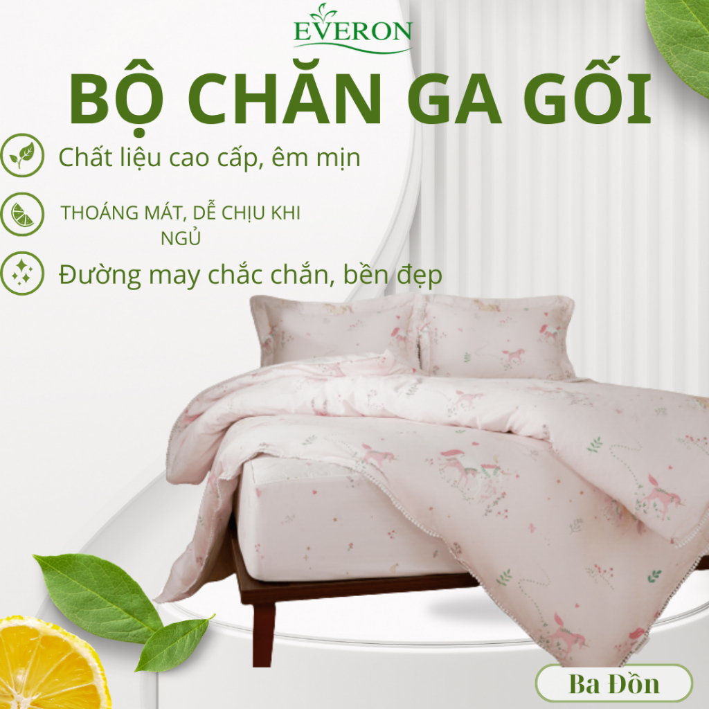 Bộ Ga Chun & Ga Chun Chần Everon CPC26203 Chất Liệu Cao Cấp, Mềm Mại Thoáng Mát, Họa Tiết “Xứ Sở Thầ