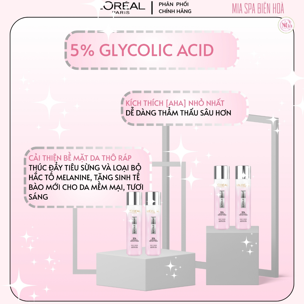 L'ORÉAL PARIS Glycolic-Bright 5% Glycolic Acid Peeling Toner 128ml - Toner Làm Sáng Da