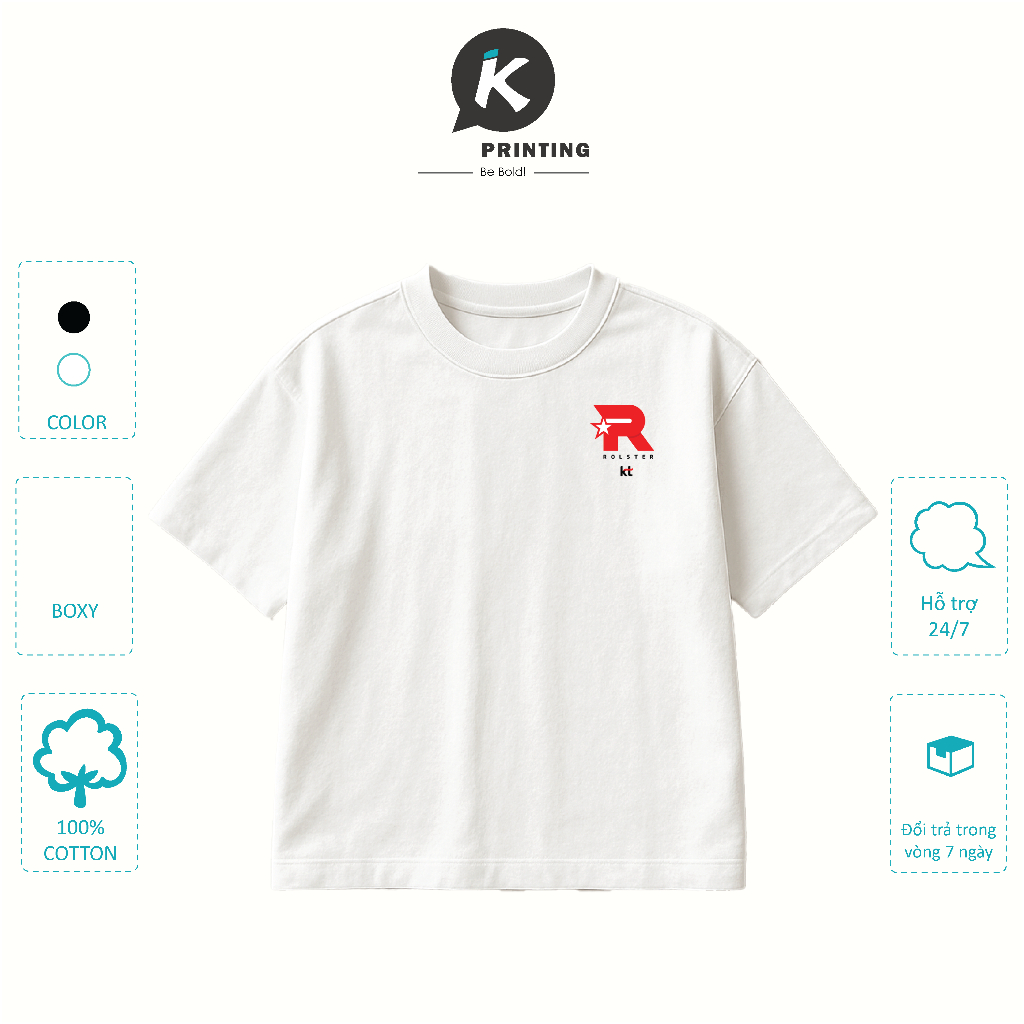 [Chất vải xịn, mát] Áo thun Logo KT Rolster LCK|Áo phông Form Boxy Cotton 100%|Liên minh Huyền thoại