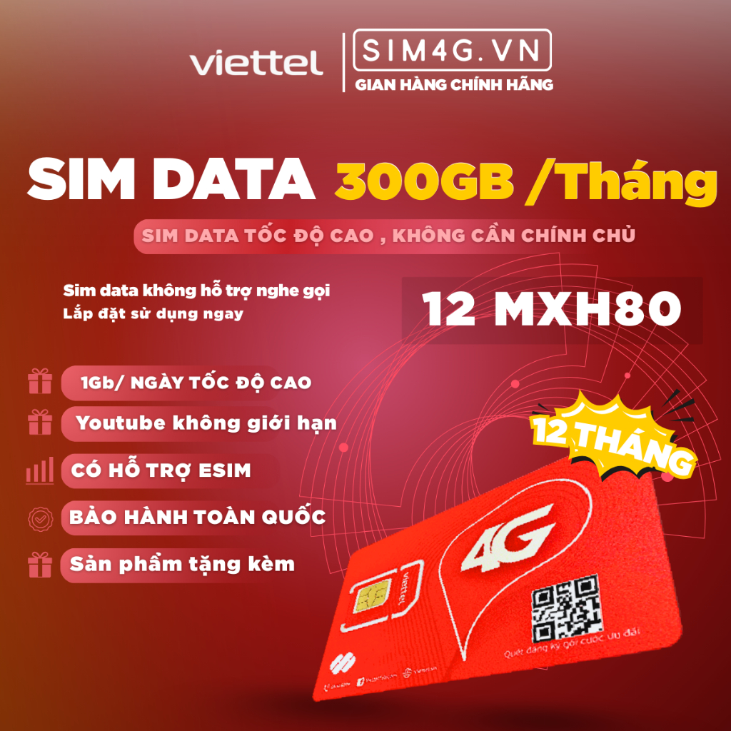 [DATA VIETTEL 4G] - Sim cho Màn hình Ô tô MXH80 tốc độ cao,1Gb/ngày ,Youtube +Tivi 360 không giới hạ