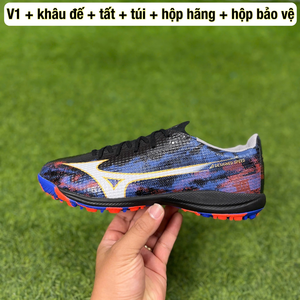 giày đá bóng sân nhân tạo mzn alpha 3 e lít TF V1 ( Khâu đế + tất + túi + hộp hãng + hộp bảo vệ )
