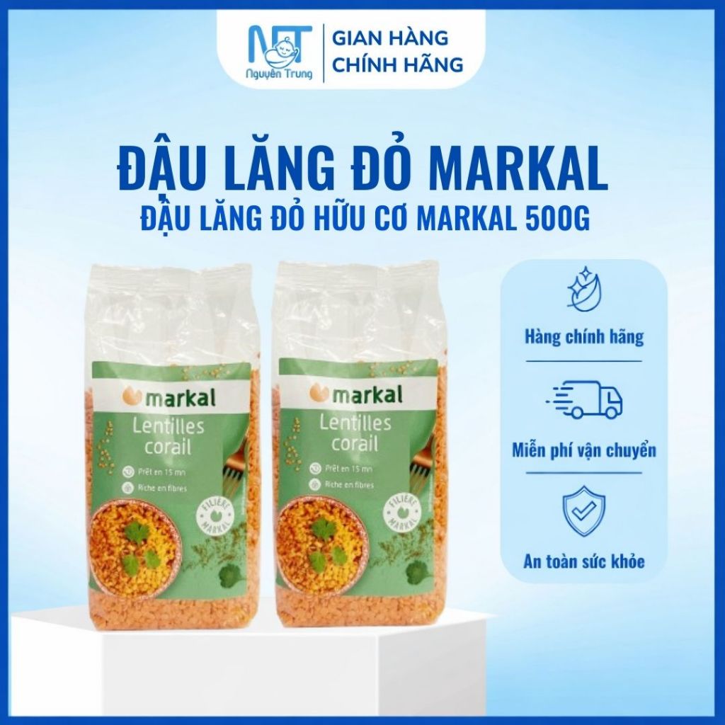 Đậu Lăng Đỏ Hữu Cơ MARKAL 500g - Đậu Lăng Pháp Organic Giàu Sắt Cho Bé Ăn Dặm Mau Lớn, Nấu Cháo & Súp Tiện Lợi