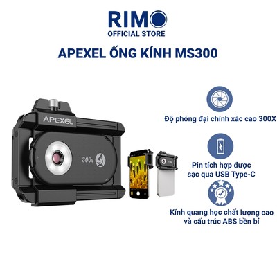 Ống kính camera điện thoại di động Apexel MS300 độ phóng đại chính xác cao 300X, có UV và LED kép