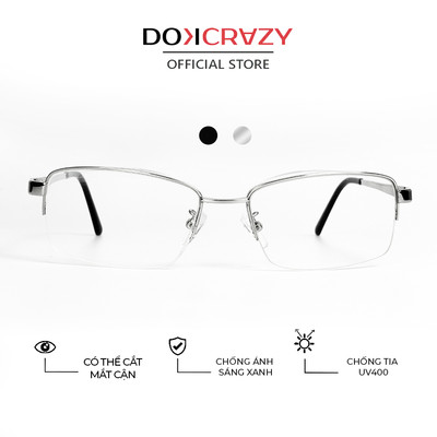 Gọng kính DOKCRAZY ELITE Form Basic Clubmaster Chống ánh sáng xanh, tia UV400, cắt cận thoải mái, Hợp Kim Bọc Nhựa