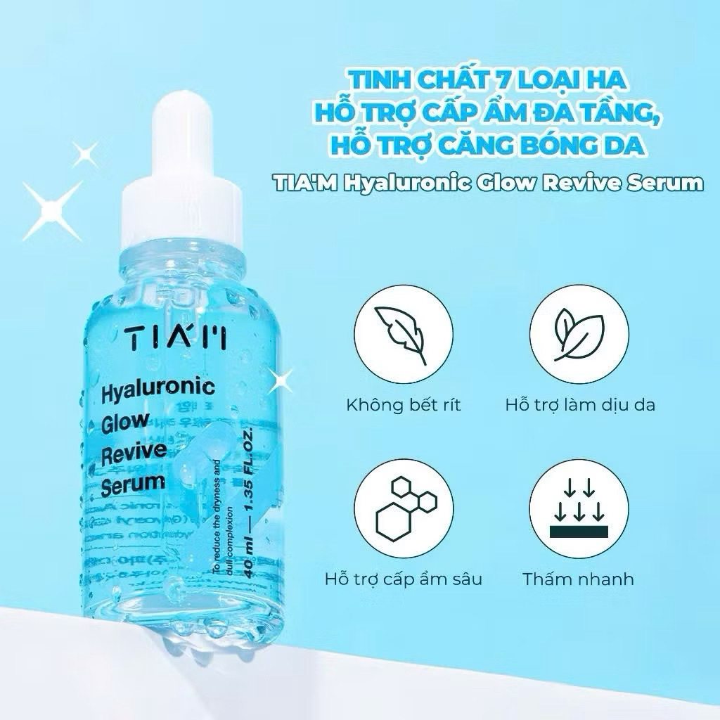 Serum HA Tiam Cấp Nước Hỗ Trợ Căng Bóng Ẩm Mịn Da TIAM Deep Hydration Glow 40ml