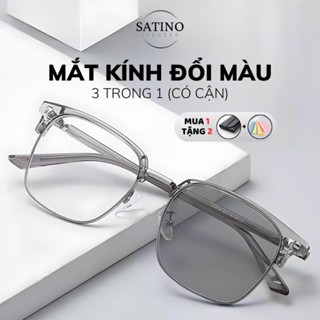 Kính mắt SATINO EYEWEAR gọng vuông kim loại chống ánh sáng xanh uv sang trọng cao cấp cho nam S15