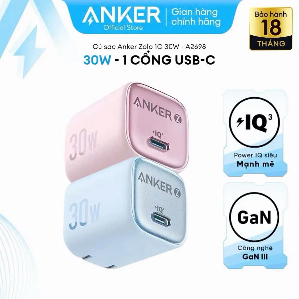 Củ Sạc Anker zolo 30w PD3.0/PPS/QC3.0 - A2698
