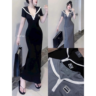 Đầm maxi nữ chất borip tici tay ngắn cổ V váy đuôi cá dài thích hợp mặc đi chơi đi dạo thiết kệ dịu dàng