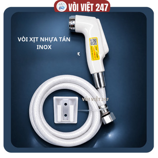 Bộ Vòi Xịt Vệ Sinh Nhựa ABS Tay Âm Nhấn Nhẹ Cho Người Già Trẻ Em Dây Nhựa Ốc Inox Chống Rỉ Vòi Xịt Bồn Cầu Cao Cấp Bền