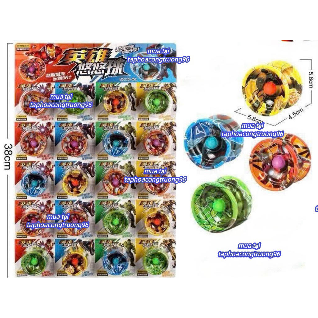 Vỉ Quay zô zô, Yo Yo Màu Loại Đẹp vỉ 20 cái sỉ lẻ đồ chơi Trẻ Em