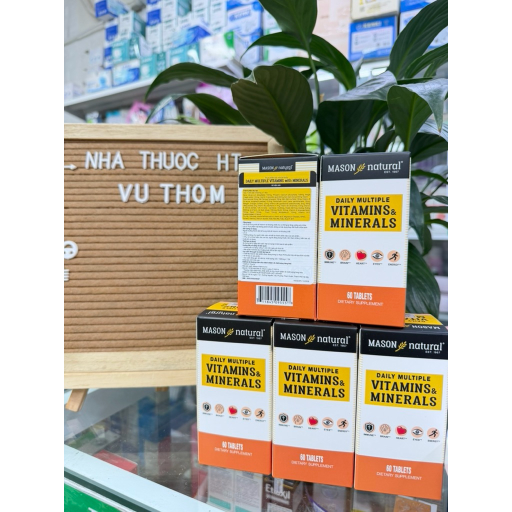 Mason Daily Multiple Vitamins lọ 60viên - Nhập khẩu Mỹ, lọ dùng 2 tháng , date t12/2028