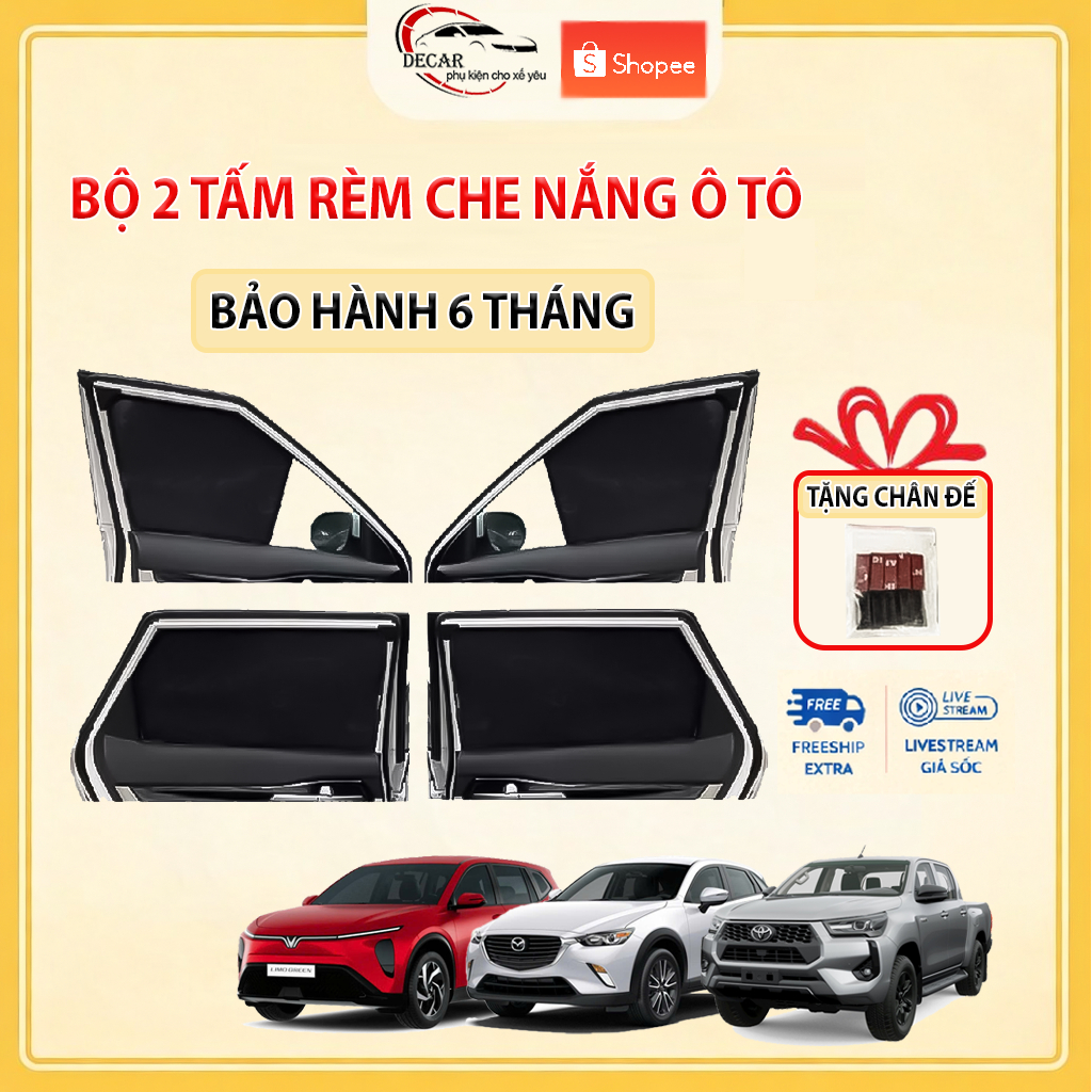 (Bộ 2) Rèm Che Nắng Ô Tô Hít Nam Châm DECAR Bộ 2 Tấm Rèm Chắn Nắng Cửa Kính Xe Ô Tô Chống UV Thiết K
