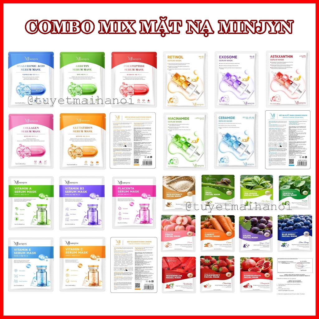 Combo 70 miếng mặt nạ dưỡng da MINJYN (Mix nhiều mẫu)