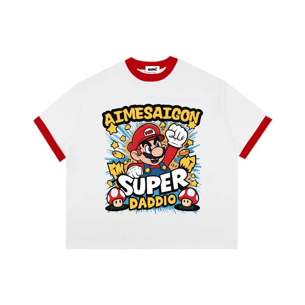 Áo Phông Form Rộng Nữ Mùa Hè Áo Thun Boxy AIMÉ Cotton 250gsm Cổ Tròn Nam Nữ " PHỐI MÀU CARTOON "