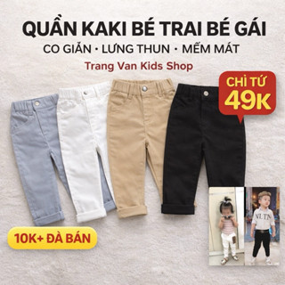 Quần Dài Kaki Mềm Co Giãn Lưng Thun Cho Bé Trai Bé Gái Từ 8-42kg, 1-10 Tuổi