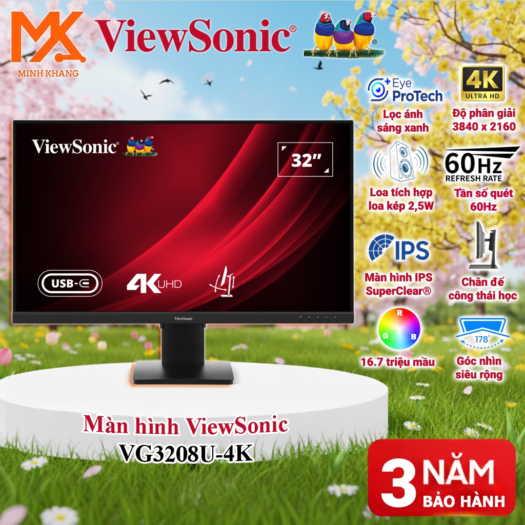 [Chính Hãng] Màn Hình ViewSonic VG3208U-4K 32 Inch UHD 4K VA HDR10 60Hz – Loa Kép