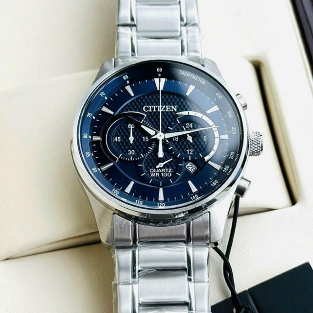 Citizen AN8190-51L đồng hồ nam quartz chronograph 43mm chống nước 100m dây thép