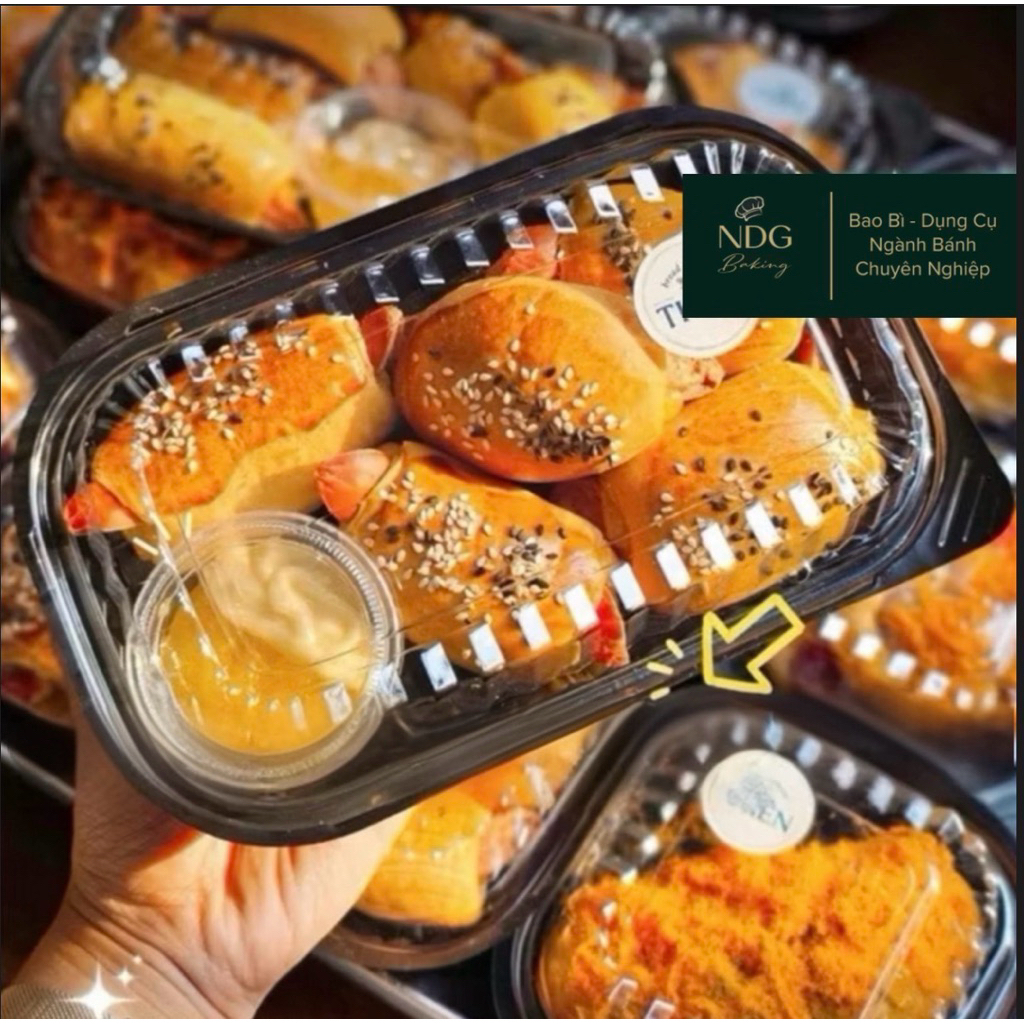 50 Hộp Nhựa Đế Đen Đựng Thực Phẩm - Hộp Đế Đen HT17 1 Ngăn Đựng Cơm Chiên, Bánh Ngọt, Xôi, Rau Câu -