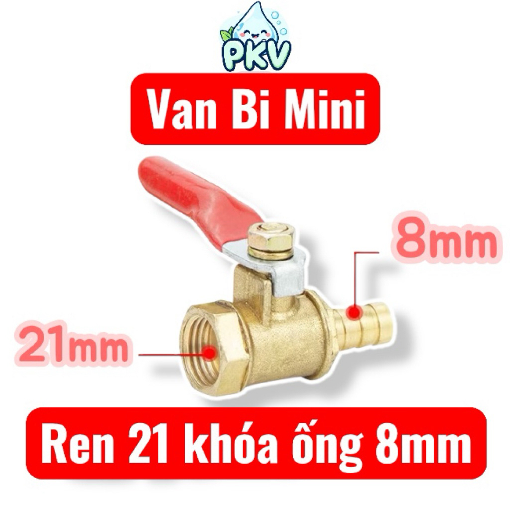 [Giá Rẻ] Van Bi Mini Đồng Ren 21 Nối Ống 8mm – Van Khóa Nước / Khí Nén, Van Bi Đuôi Chuột 8mm Bền Đẹ
