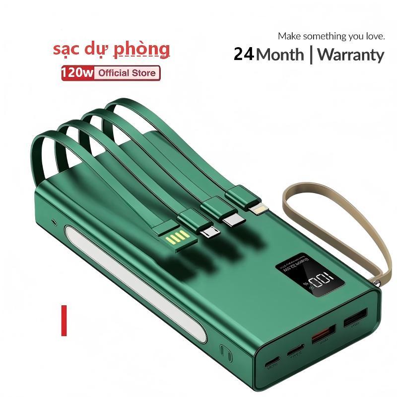 Sạc dự phòng 50000mAh sạc nhanh 120w dung lượng pin lớn có dây cắm nhiều điện thoại