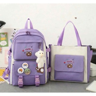Set balo đi học, du lịch Thời Trang Chống Thấm Nam Nữ - COMBO 2 MÓN GẤU CUTE