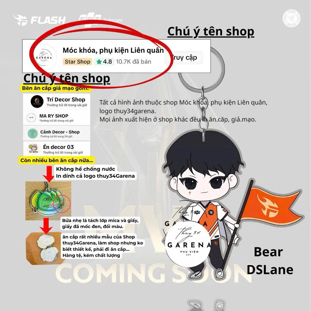 (Phủ keo bóng chống nước) FPT Flash Garena Móc treo điện thoại,móc chìa khóa khóa mica anime acrylic