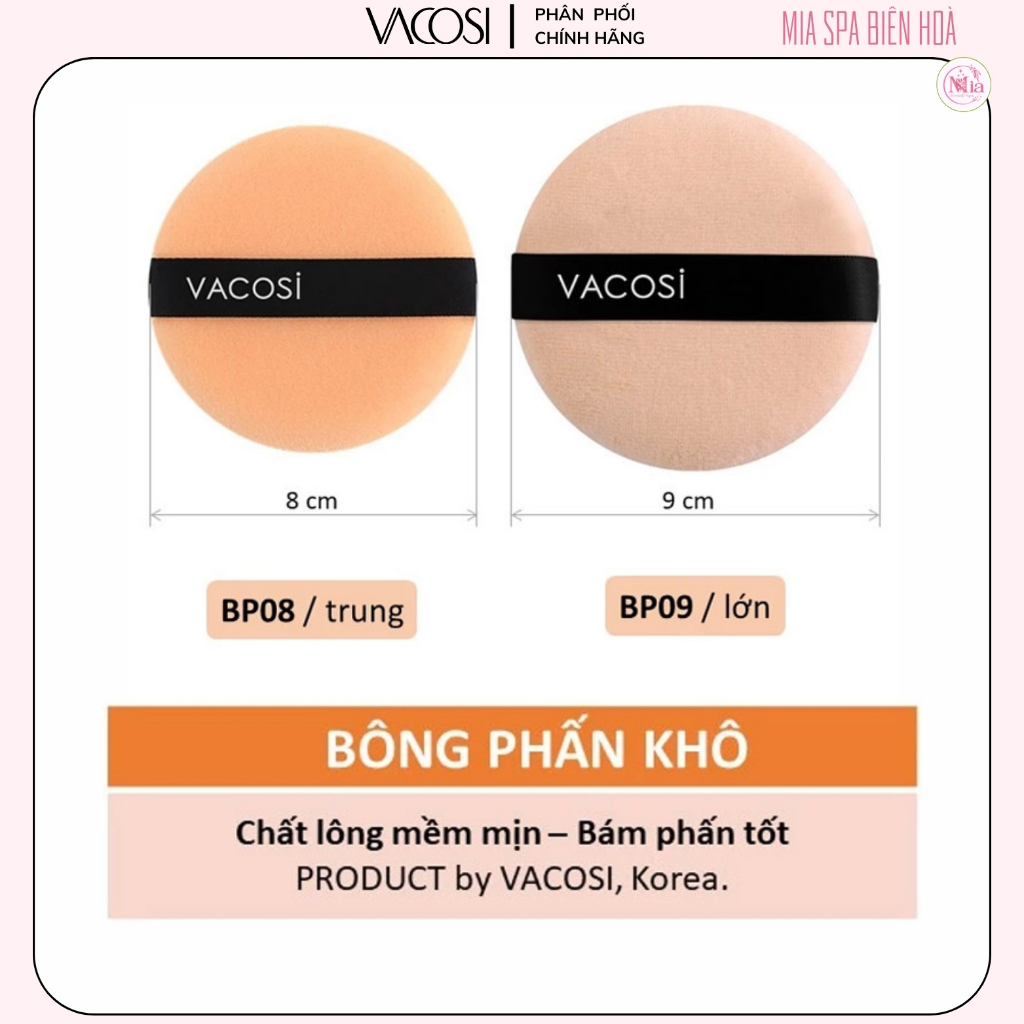 VACOSI Powder Puff BP08 BP09 - Bông Phấn Khô Trang Điểm Mặt