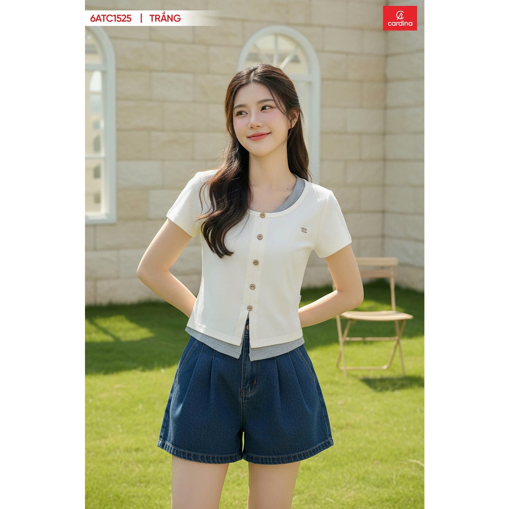 6AFC02 Áo tăm lạnh nữ CARDINA tay NGẮN phối gấu 6ATC15