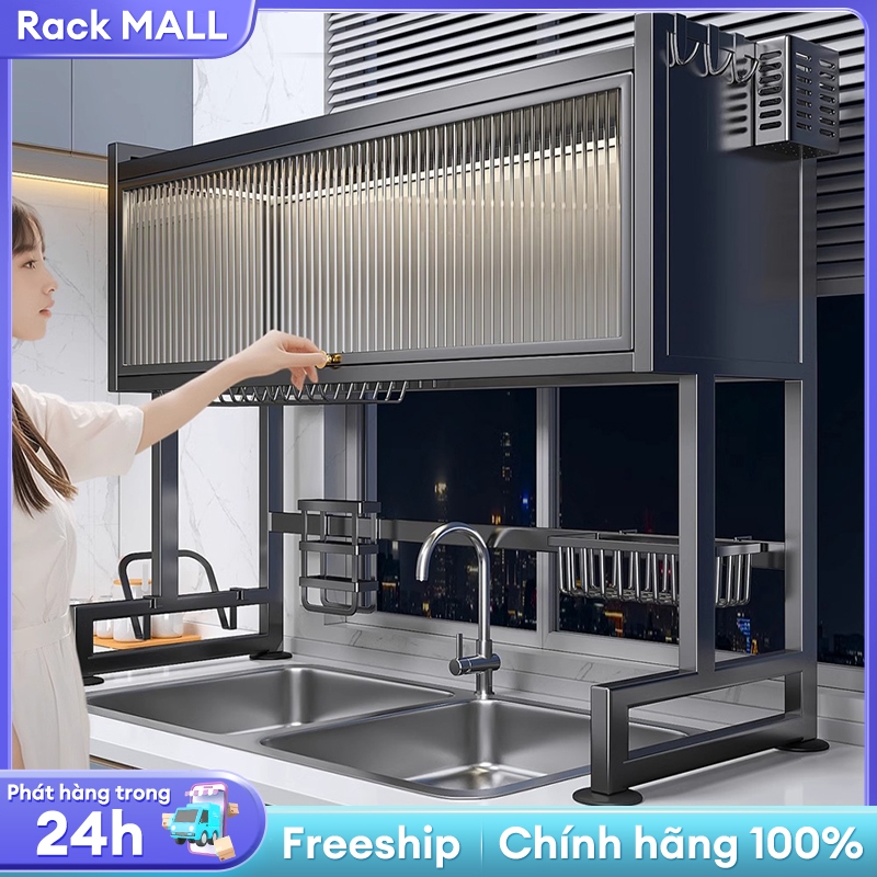 RACK Kệ để chén bát có nắp đậy giá để bát đĩa inox 304 Kệ Nắp Nhà Bếp Đa Năng Trên Bồn Rửa