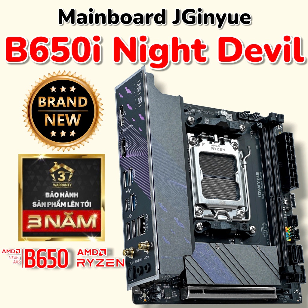 Mainboard JGINYUE B650i Night Devil - Mới 100% FullBox - Rẻ Nhất Sàn - BH 36 Tháng - Bo Mạch Chủ