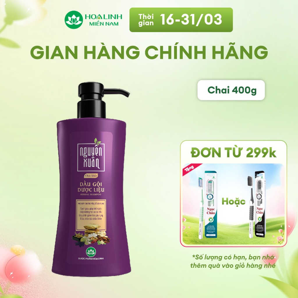 Dầu gội Nguyên Xuân chắc khỏe 350ml KM 35ml - Dành cho tóc yếu, dễ gãy rụng