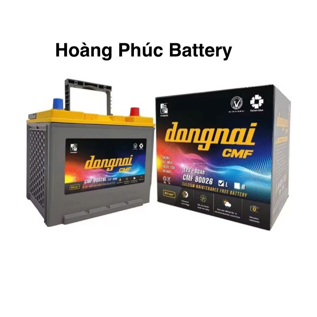 Bình ắc quy 12v khô miễn bảo dưỡng đồng nai CMF 90D26L | 12V - 80ah cho ô tô, xe tải
