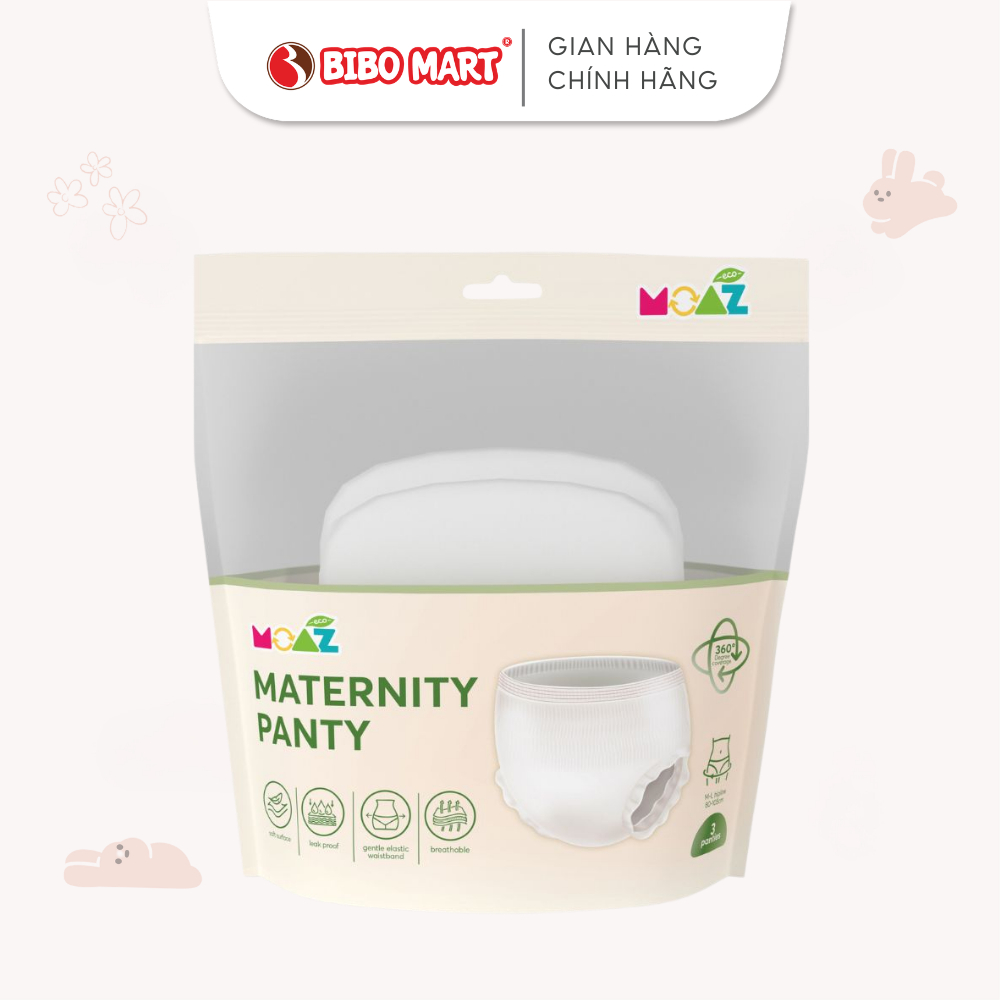 Quần Bỉm Cho Mẹ Moaz Eco-QB Bỉm Quần Sau Sinh Đai Lưng Co Giãn Chống Tràn Khố Thoáng - Bibo Mart