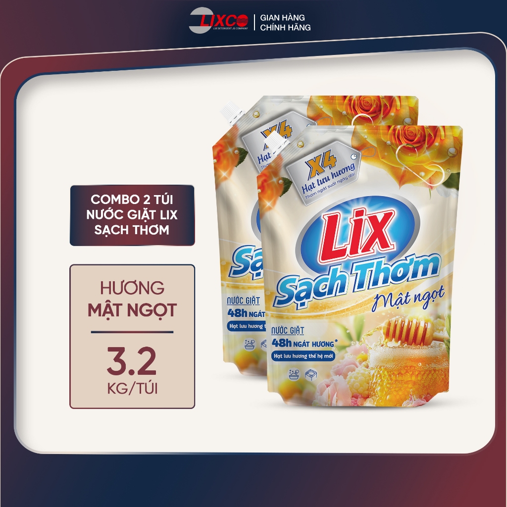 Combo 2 TÚI nước giặt Lix sạch thơm hương mật ngọt 2C-00289 - Lixco Việt Nam