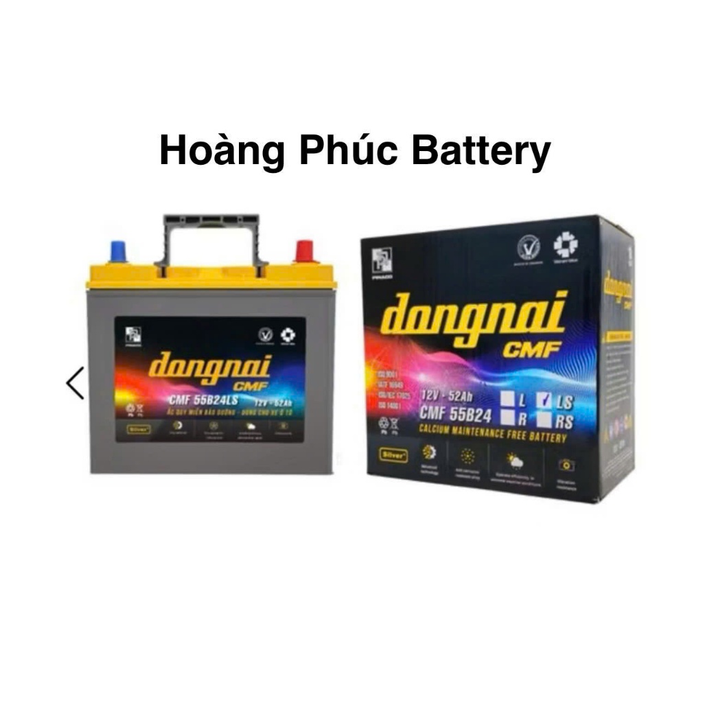 Bình ắc quy 12v miễn bảo dưỡng đồng nai CMF 55B24LS 52ah (cọc to) xe vios,crv,hrv,,,