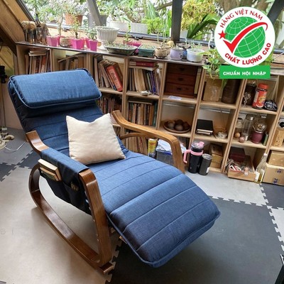 Ghế Poang Rocking Chair khung óc chó_tựa lưng và gác chân có thể điều chỉnh