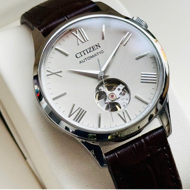 Citizen NH9130-17A Automatic Open Heart 40mm kính sapphire dây da chống nước 50m