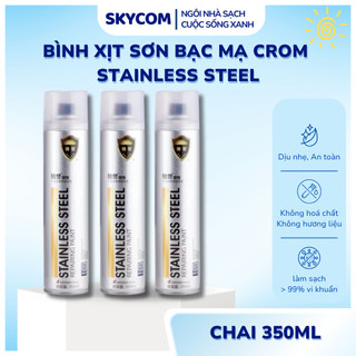 Bình xịt sơn mạ crom STAINLESS STEEL 350ml - Xịt mạ crom, inox, kẽm không gỉ sáng bóng, bền bỉ - SKYCOM