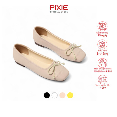Giày Búp Bê Bệt Mũi Vuông Phối Nơ Nhỏ Thời Trang Pixie H396