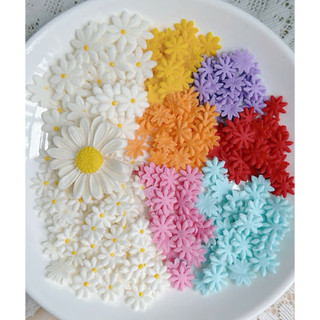 💮 Set 100 hoa cúc nhụy vàng, hoa cúc không nhụy mix màu kẹo đường Gumpaste ăn được.