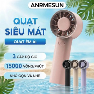 Quạt Cầm Tay Mini Dung Lượng ANRMESUN Tốc Độ Gió Siêu  3 Cấp Dễ Mang Theo 15000 vòng/phút  Cơ Turbo Tạo Gió Mát Như Điều