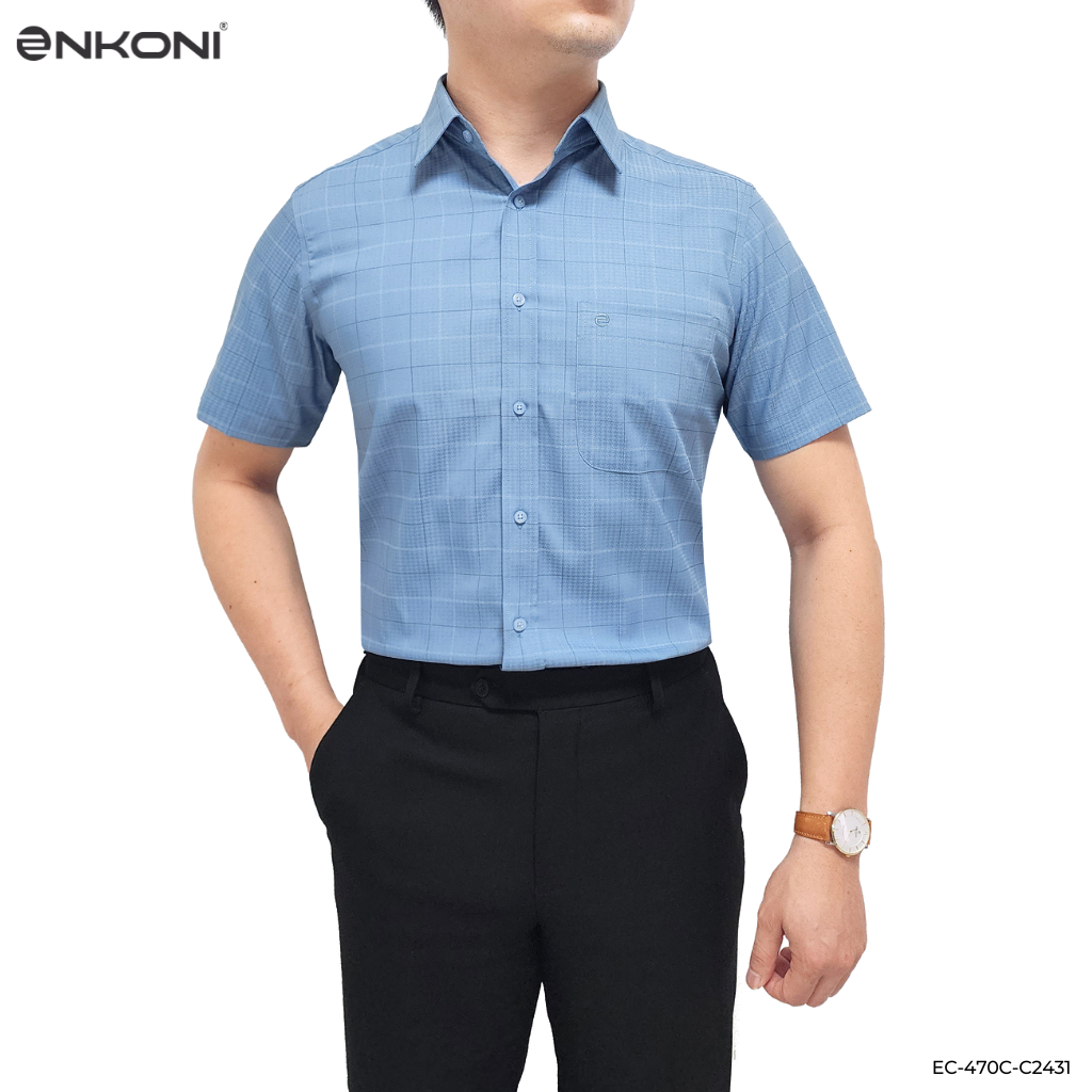 Áo Sơ Mi Enkoni Cộc Classic Cao Cấp Nhanh Khô 470C