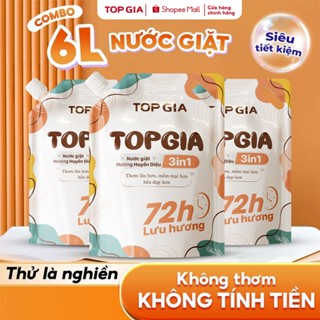 Combo 6L Nước Giặt Xả TopGia 3in1 Hương Huyền Diệu Dịu Nhẹ, Làm Sạch Sâu, Lưu Hương 72h