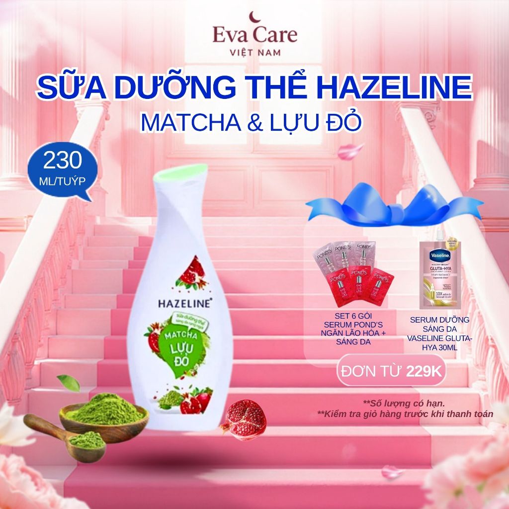Hazeline Sữa Dưỡng Thể Matcha & Lựu Đỏ 230ml – Dưỡng Da Sáng Mịn Tự Nhiên