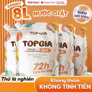 Combo Nước Giặt Xả 3in1 TopGia Hương Huyền Diệu Dịu Nhẹ Túi 2L, An Toàn Lưu Hương 72H